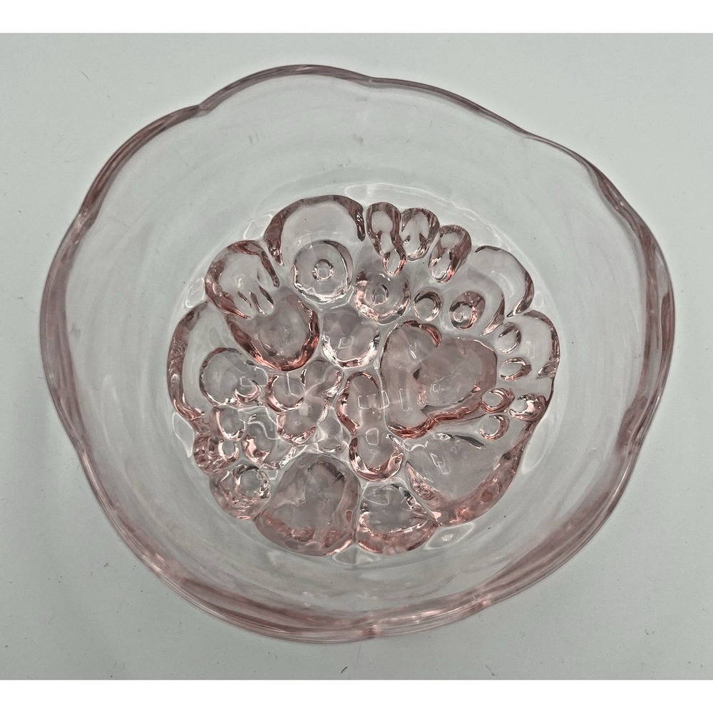 Kosta Boda Sugar Dandy Bowl Light Pink Glass 6" Round Bubbling Base